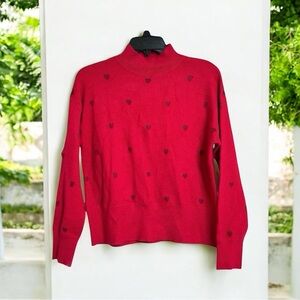 TRUTH by Republic Crew‎ Neck Long Sleeve Pullover Hearts Sweater Viscose Blend